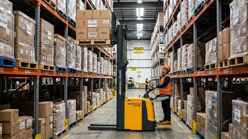 Узкопроходный штабелер против обычного: в чём разница и как выбрать под свой склад
